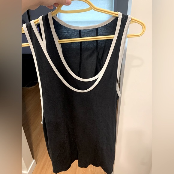 Lululemon LA Double Layer tank, size 10, black with white/cream trim. - Picture 6 of 7